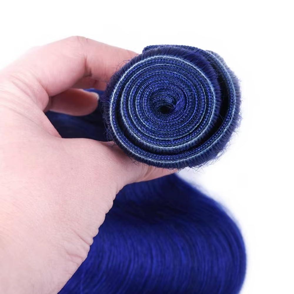 CnumGunm Pure Blue Body Wave Human Hair Bundles 20 22 24 inch 3 Bundles Blue Body Wave Bundles Human Hair Unprocessed Brazilian Virgin Human Hair Extensions