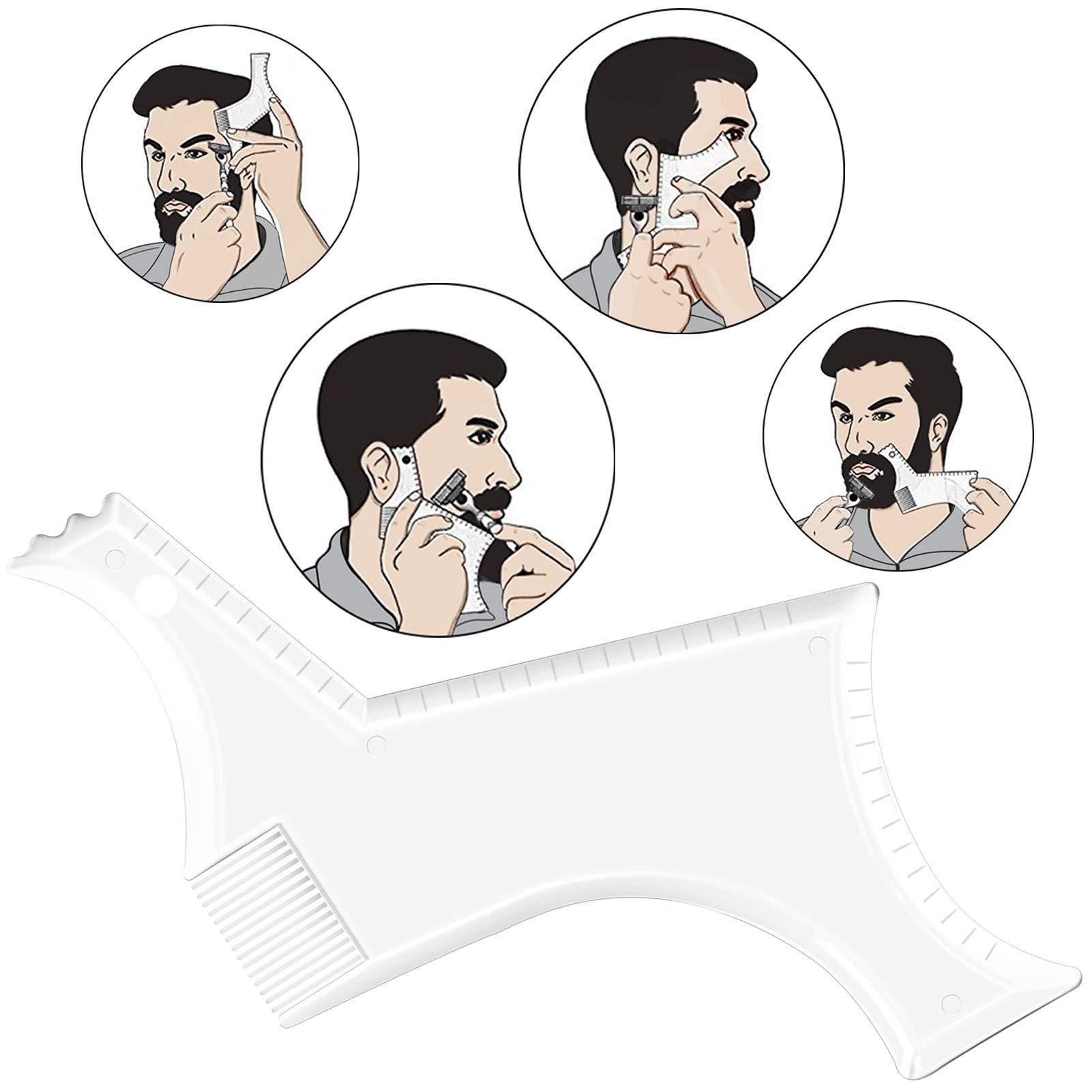 Kucheed Beard Shaping Tool Trimmers for Men, Kucheed Beard Shaper with Inbuilt Comb Cool Care Black Transparent, Beard & Mustache Trimmers Cut Buddy Beard Lineup Tool Styling Template Comb barber Accessories