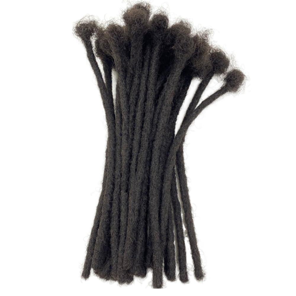 MIUULAAR 6 Inch 0.4cm Thickness Dreadlock Extensions Human Hair 70 Strands Locs Extensions Real Human Hair, Natural Black for Women Men Kids Full Handmade Permanent Locs Can Be Dyed and Bleached