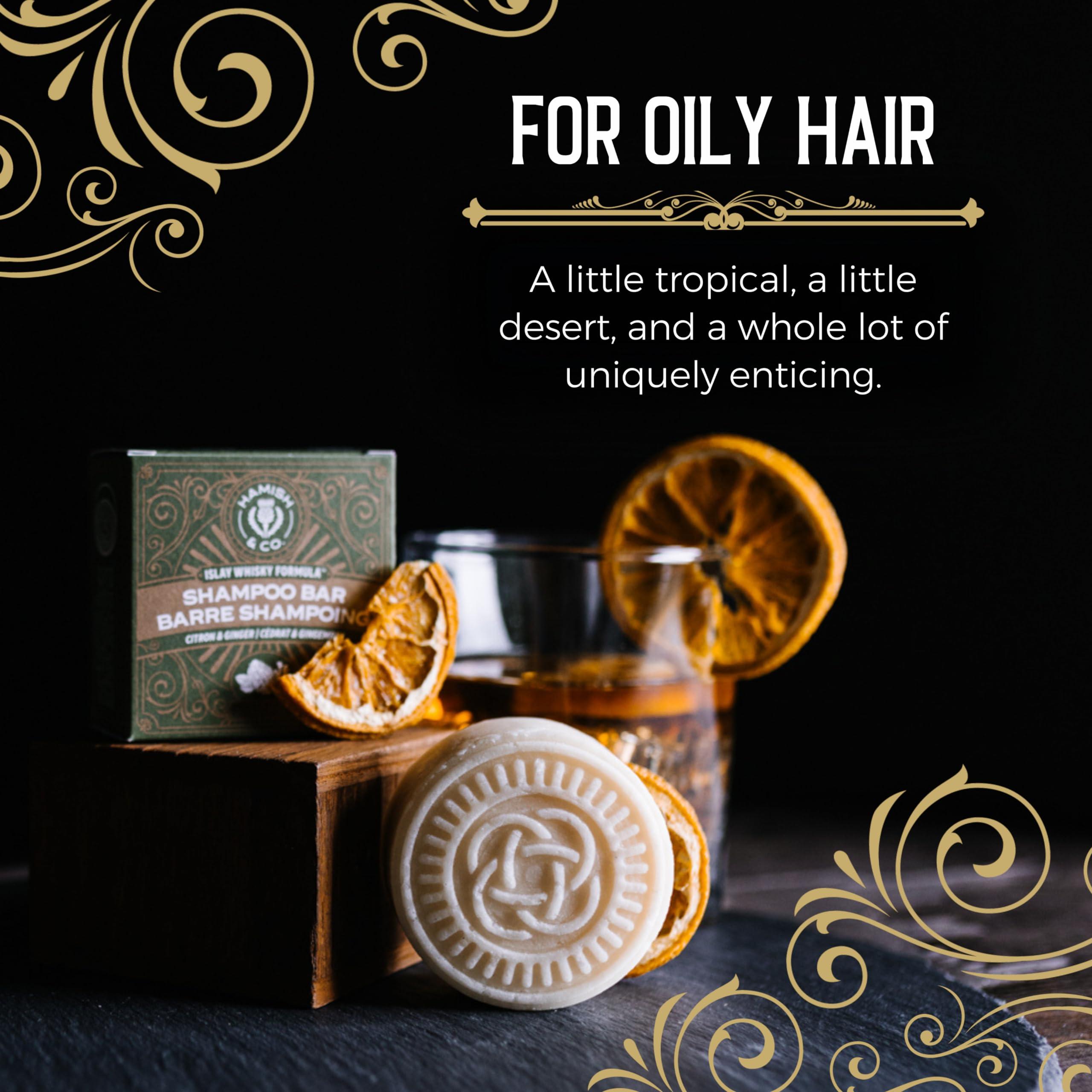 Viori Hamish & Co. Shampoo Bar - Citron & Ginger - Shampoo for Men - Handcrafted with Scottish Islay and Whiskey Infused - Made from Natural Ingredients - Sulfate, Paraben, Cruelty, and Plastic-Free