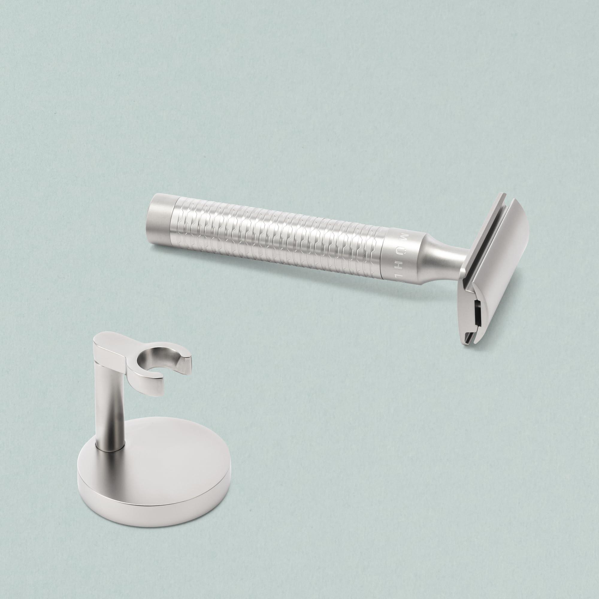 MHLE MHLE Single Holder for Classic Safety Razors - for Rocca and Companion Razors - Matt Chrome Shaving Stand