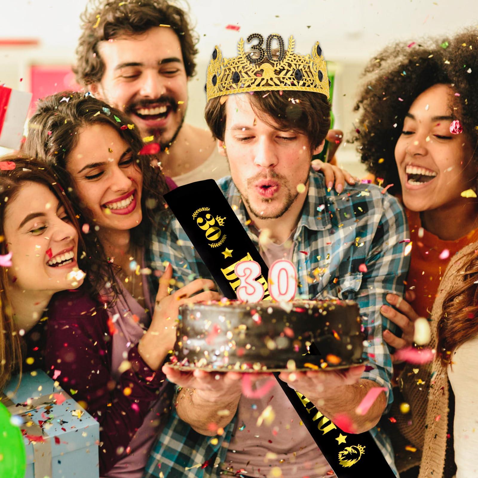 CIEHER CIEHER 30th Birthday King Crown & 30th Birthday Sash for Men30th Birthday Crowns for Men 30th Birthday King Tiara, 30th Birthday Gifts for Men, 30th Birthday Decorations Men
