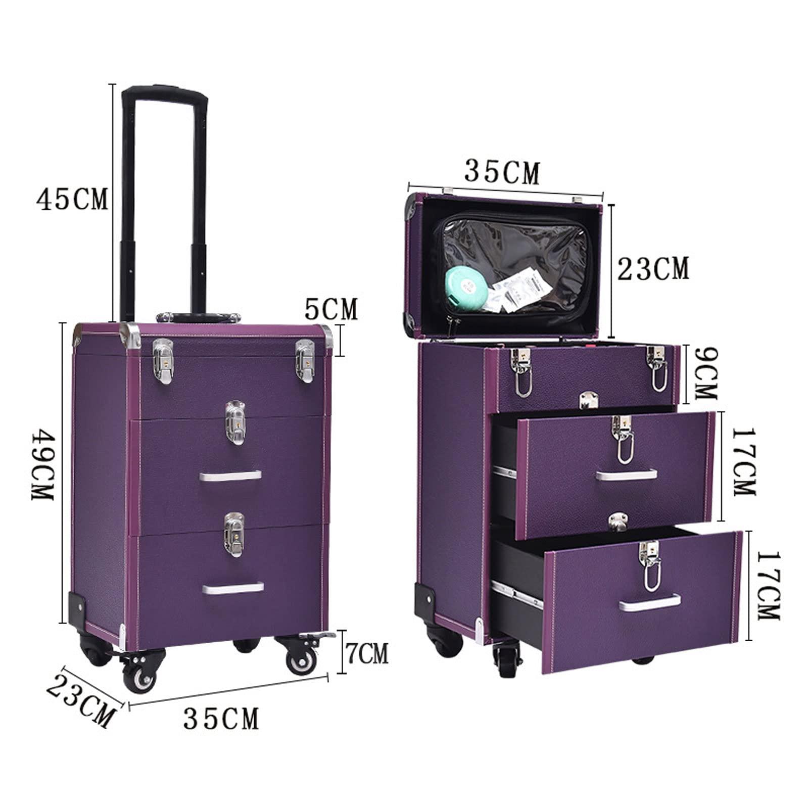 DWLOMHE DWLOMHE Rolling Makeup Train Case Cosmetic Train Case Large Vanity Case with Wheeled Organizer Travel Beauty Vanity Handle Case