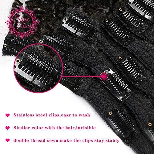 Slove Hair Slove Hair 3C 4A Afro Kinky Curly Clip in for African American Hair Extensions Double Wefted Thick Big Kinky Curly Clip ins 8 Pieces 120g 24inch