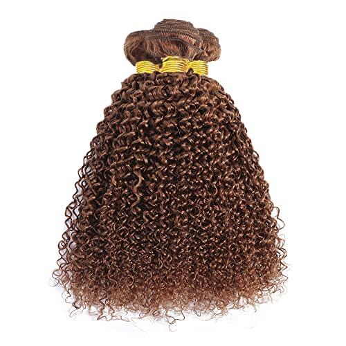DiexrLamx Color #30 Bundles Brown Kinky Curly Human Hair Bundles Brazilian Light Brown Curly Bundles Human Hair Unprocessed Virgin Hair 3 Bundles 10 10 10 Inch Light Brown Bundles Hair Weave