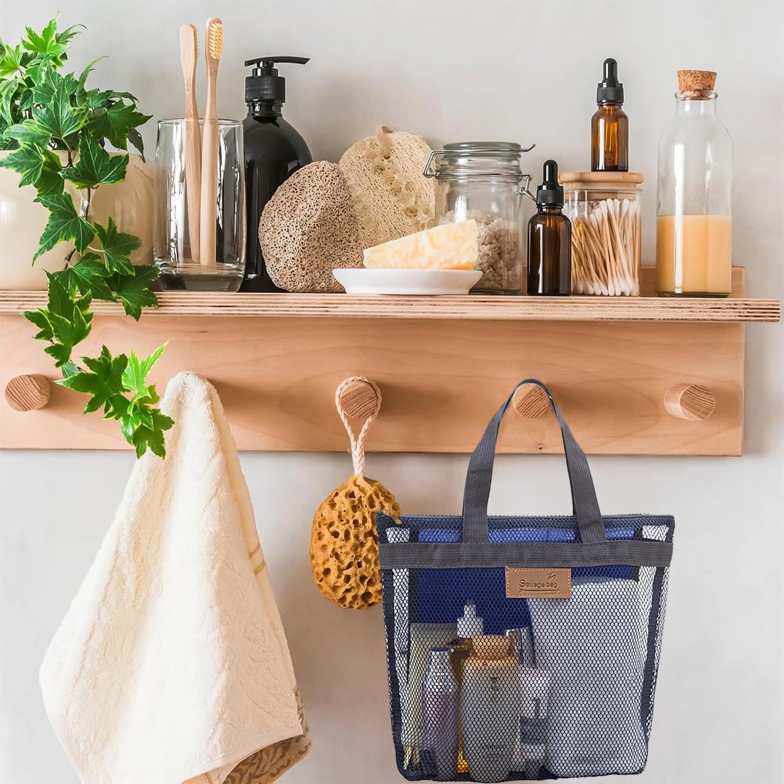 Rotema Rotema Mesh Shower Bag with Zipper,11.8x9.8Inches Small Pool Bag,Shower Bags for Men WomenGym Bag Essentials,Camping Toiletry Bag(1pack, navy blue)