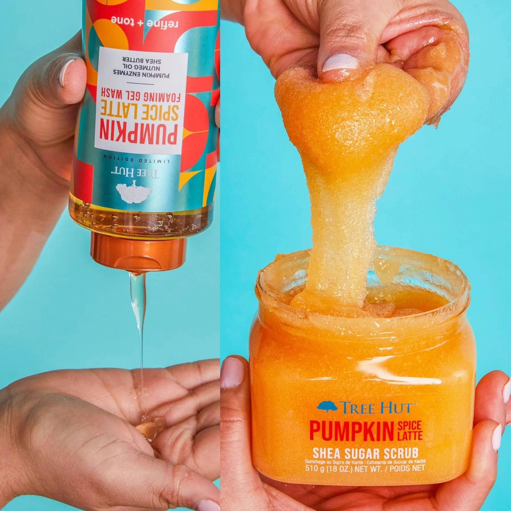 Beauty Patooty Beauty Patooty Pumpkin Spice Latte Shea Sugar Scrub And Foaming Gel Body Wash Bundled With Beauty Patooty Self-Care Kit - Makeup Bag, Lip Balm, And Sleep Mask