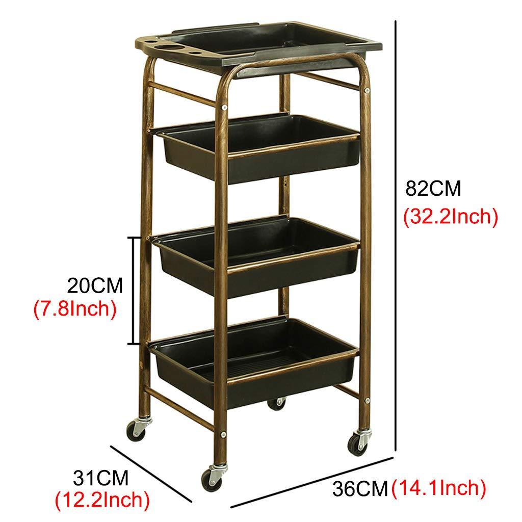 SHAWLA SHAWLA Salon Trolley Salon Storage Trolley Beauty Storage Trolley (Retro Gold Drawer) Multifunctional Professional Dyeing and Hot Barber Shop Bar Cart Mobile Roller Beauty Salon Storage Rack, Gold