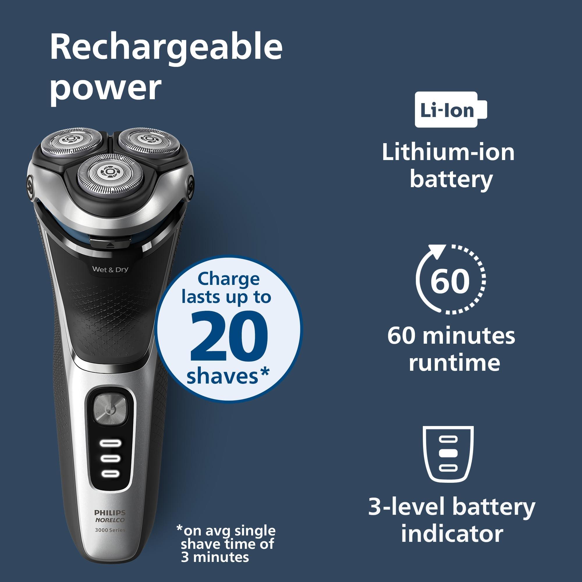 Philips Norelco Philips Norelco Shaver 3900, Rechargeable Wet & Dry Electric Shaver with Pop-up Trimmer, Charging Stand, Travel Storage Pouch, Protective Cap, Space Gray, S3341/92