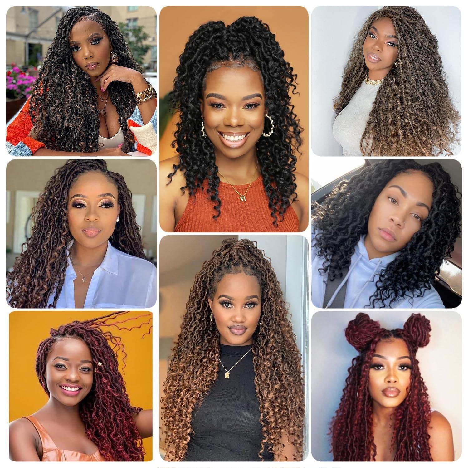 Forevery Forevery Faux Locs Crochet Hair 12 Inch Goddess Locs Crochet Hair 6 Packs PreLooped Crochet Hair for Black Women Grey Crochet Locs with Curly Ends