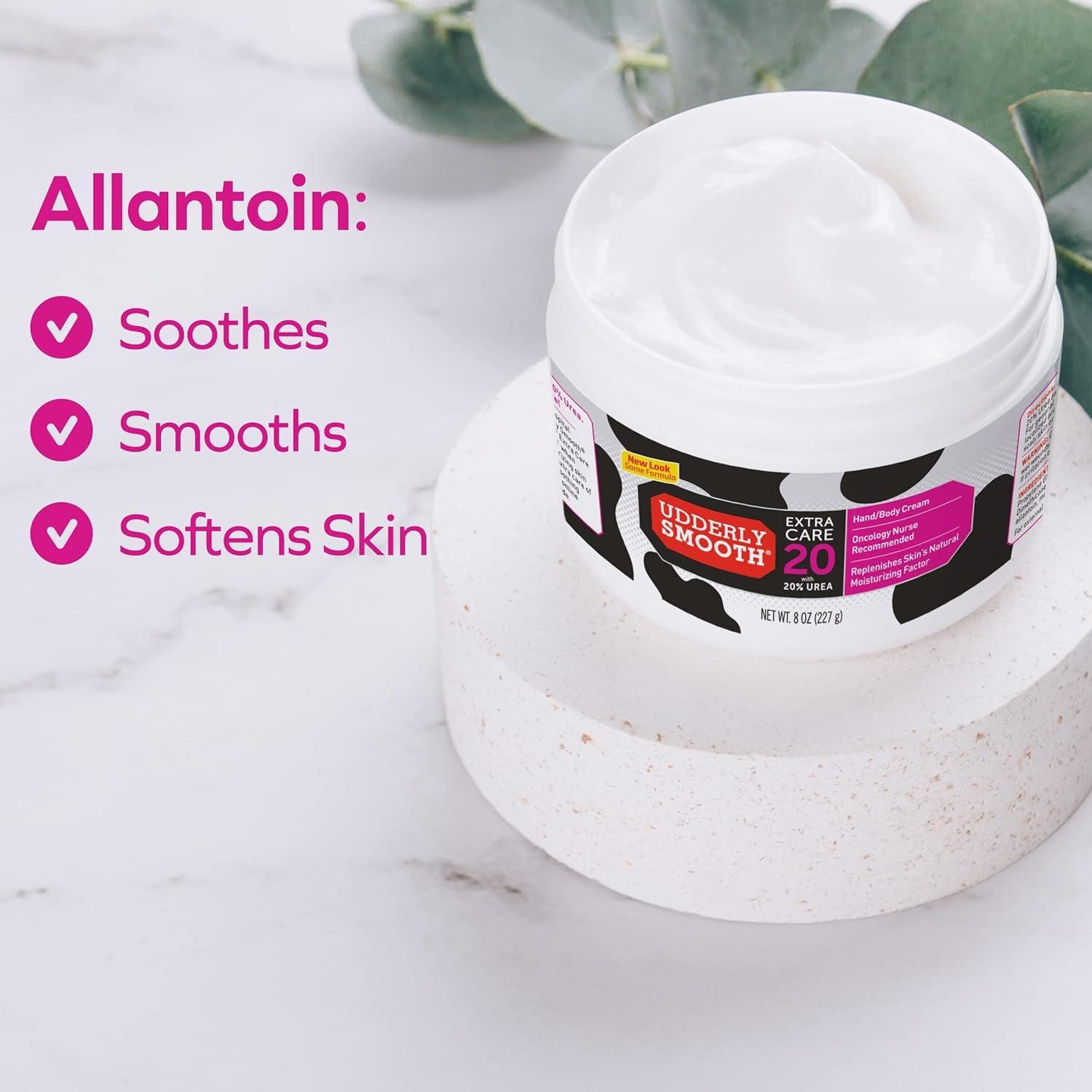 UDDERLY SMOOTH Udderly Smooth Extra Care Hand/Body Cream with 20% Urea, Replenishing, Fragrance Free, 8 OZ - 2 Pack