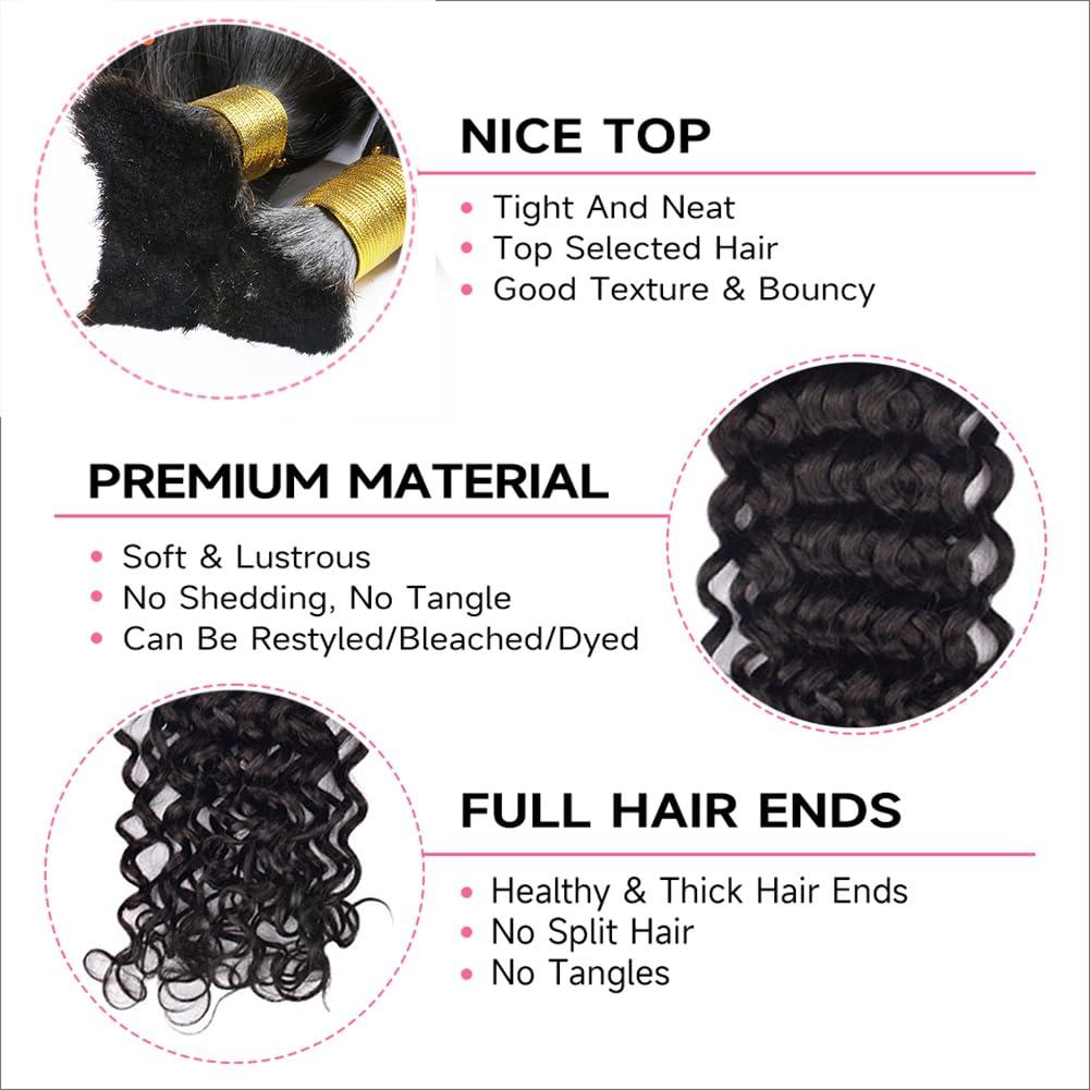 Kiss darling LASHES Italian Curly Bulk Human Hair for Braiding No Weft Micro Braiding Hair Braids Extensions 100% Unprocessed Virgin Human Hair Extensions Remy Bulk Hair 28inch