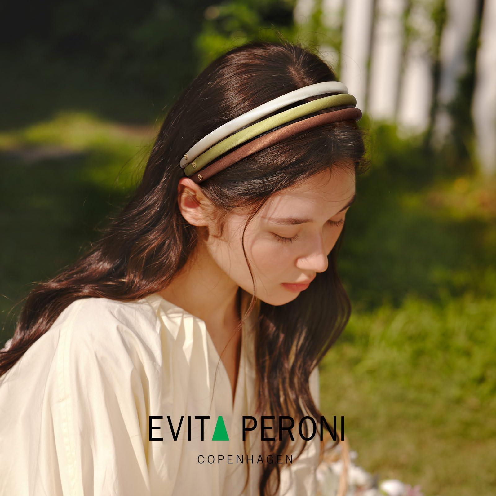EVITA PERONI EVITA PERONI Silk Headband Thin Headbands for women Satin Headbands Non Slip and Comfortable Headbands for Women-Brown