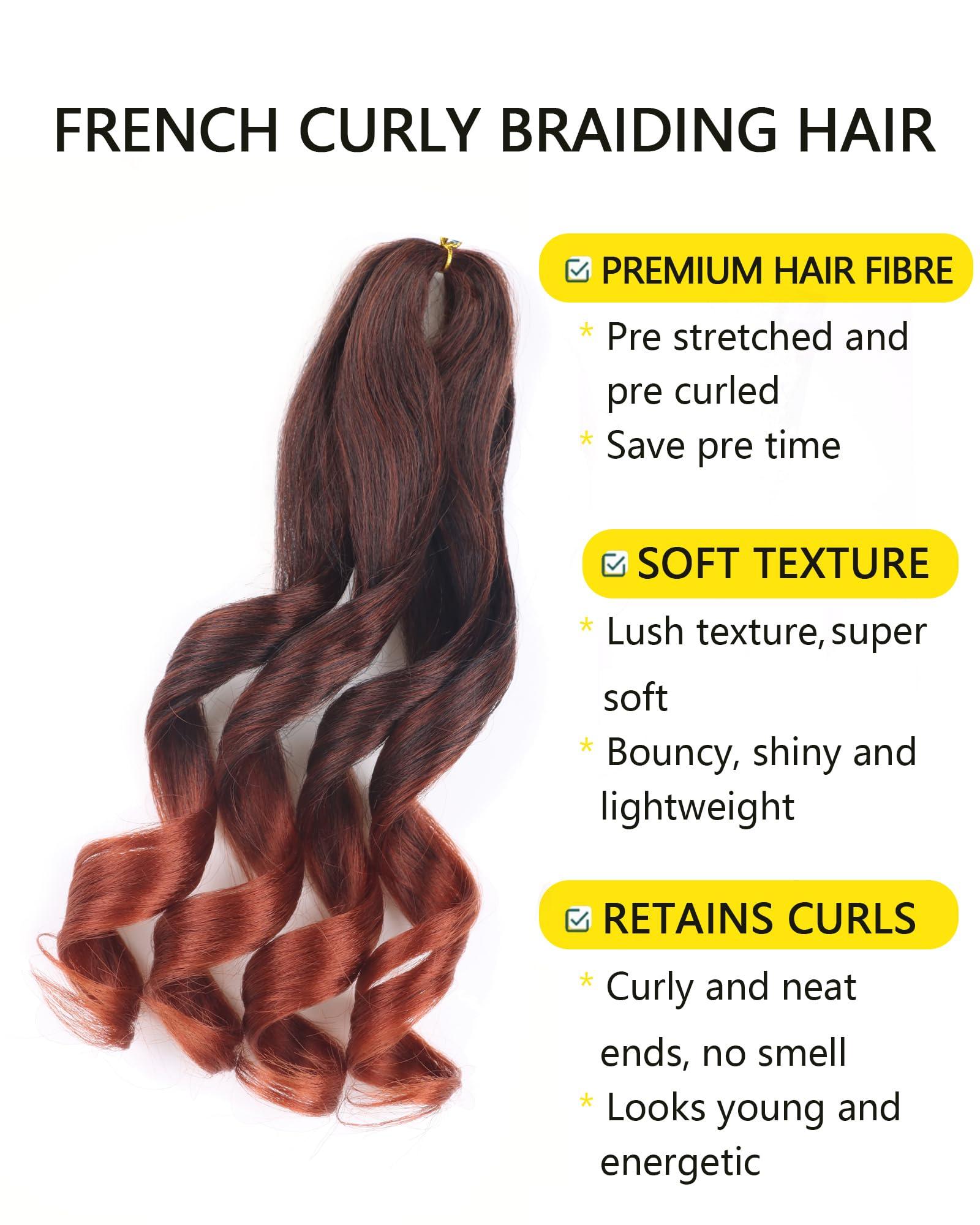 Aeagoo Black And Ginger Braiding Hair 10 Inch French Curl Braiding Hair Short French Curls Braiding Hair Pre Stretched Curly Braiding Hair for Box Braids with Curly Ends(T350)