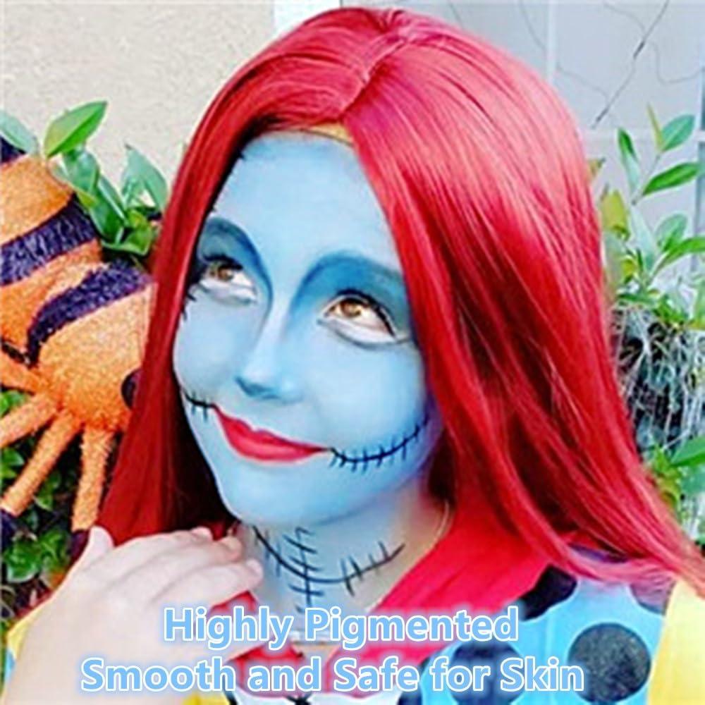 Go Ho Go Ho Light Blue Face Paint,Waterproof Oil Based Cream Pale Blue Face Body Paint Stick for Halloween Cosplay SFX Corpse Bride Costume Sally Makeup