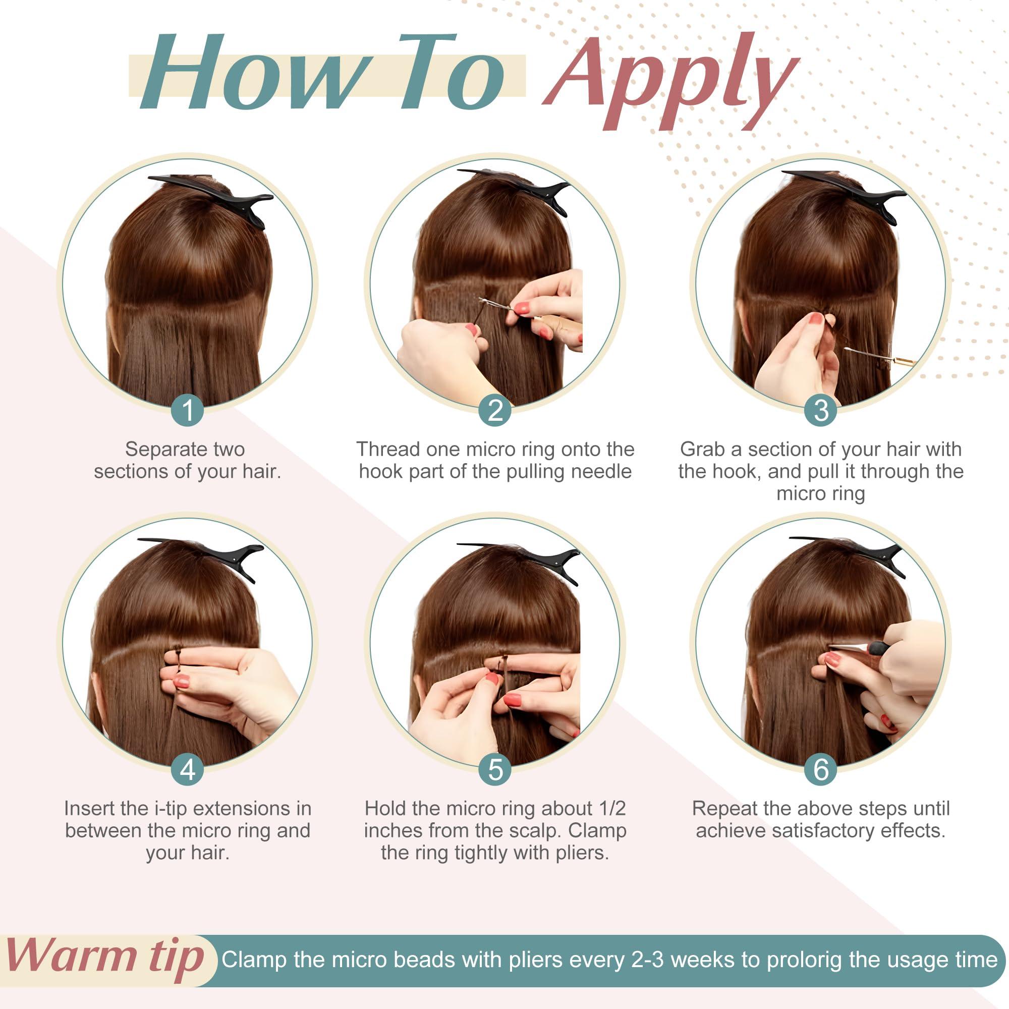 SEGO SEGO I Tip Fusion Hair Extensions Real Human Hair Keratin Pre Bonded MicroBeads Tip Hair Balayage Natural Silky Straight Extensions 100 Strands 50g/Pack -22 Inch Medium Brown&Dark Blonde