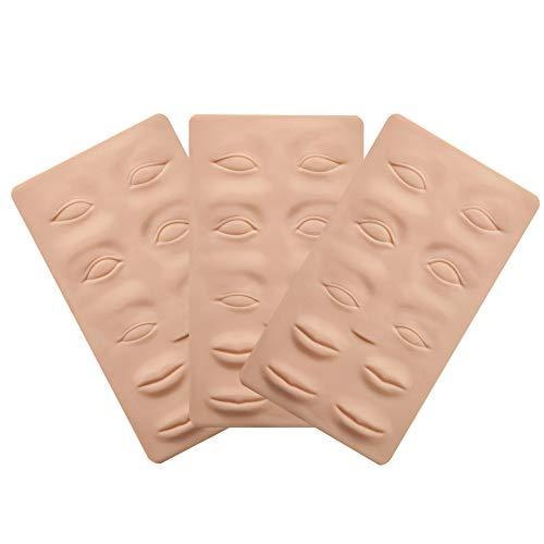 DBQ Tattoo Skin Practice 3pcs 3D Microblading Practice Skin For Eyebrows And Lips ermanent Makeup Brow And Lips Silicone Skin Tattoo Training by Micro-Blading And Needling,Fake Skin Sheets For Beginners
