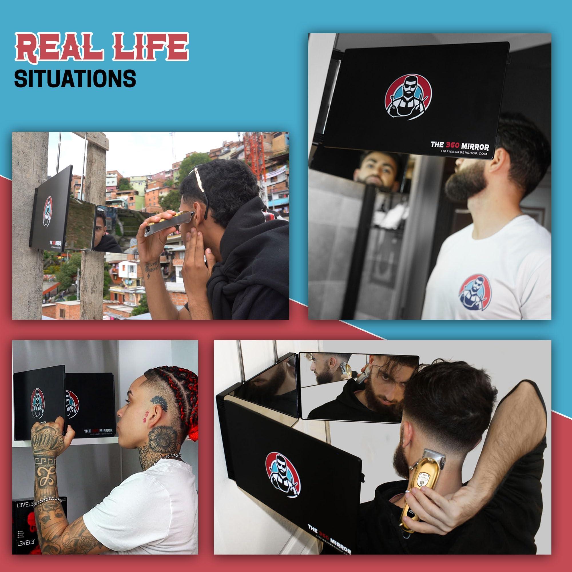 LIPFISBARBERSHOP.COM LIPFISBARBERSHOP.COM Kit 360 Mirror for Haircuts for Men with Clipper - 3 Way Mirror for Self Hair Cutting - Three Way Mirror to Cut Your Own Hair - Barber Mirror Self Haircut Mirror