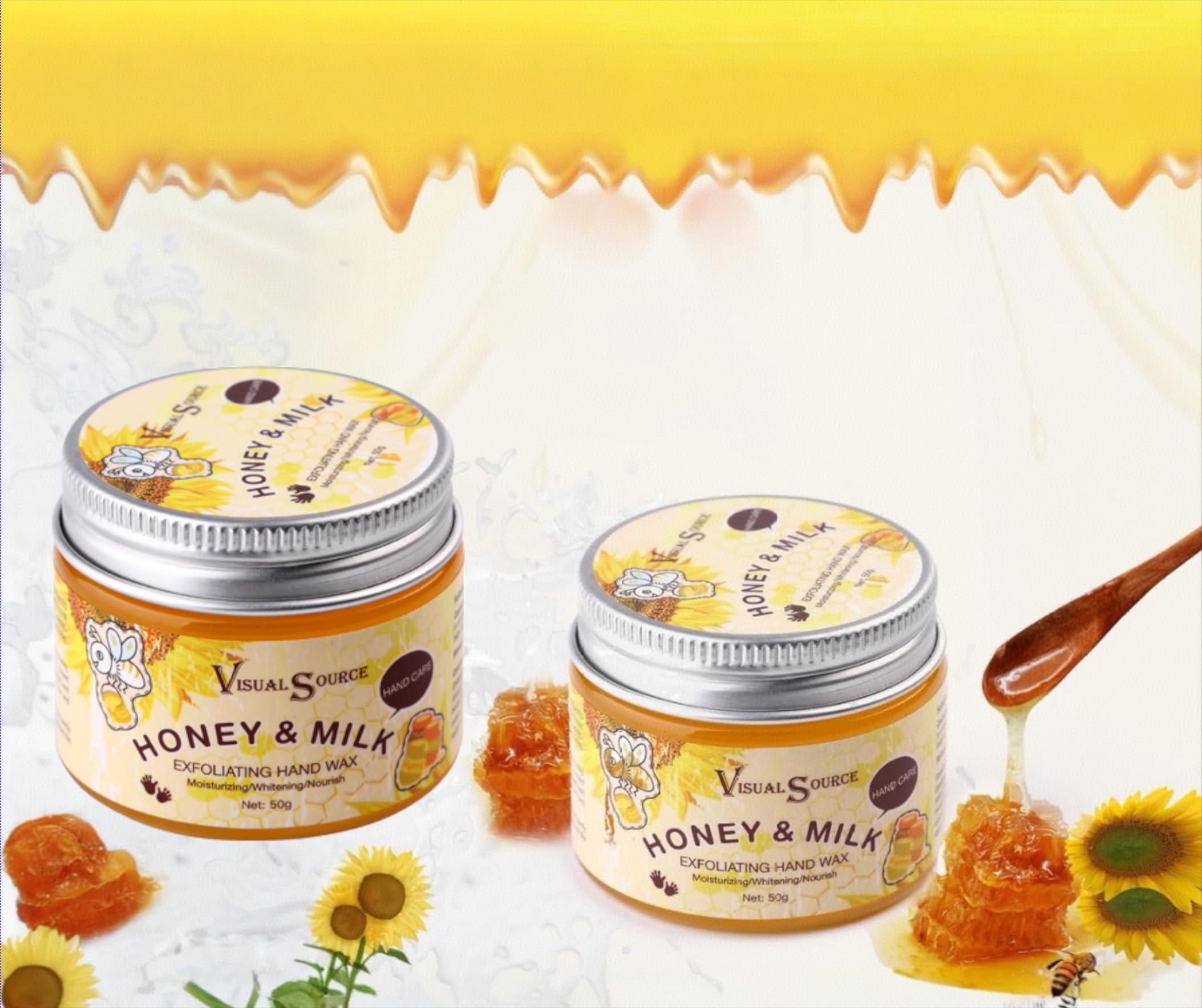 visualsource visualsource Honey Milk Hand Wax Mask Moisturizing Hands Paraffin Peel Off Wax Hydrating Nourishing Hand Repair Skin Hand Film Cream Exfoliating Calluses For Cracked Hands,Dry,Aging Hands