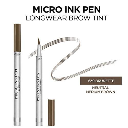 L'Oréal Paris L'Oreal Paris Micro Ink Pen by Brow Stylist, Longwear Brow Tint, Hair-Like Effect, Up to 48HR Wear, Precision Comb Tip, Brunette, 0.033 fl; oz.