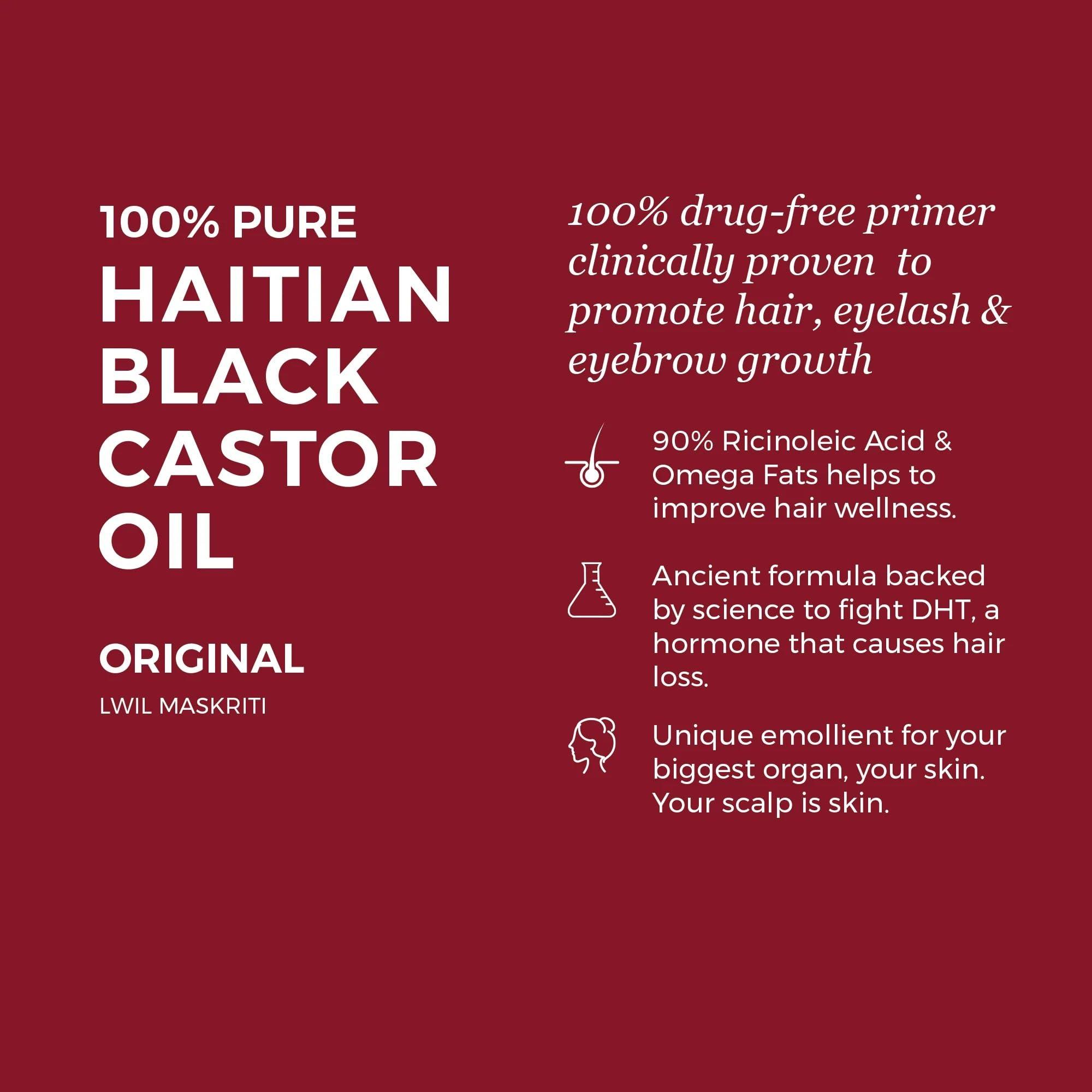 KREYÒL ESSENCE Kreyol Essence - Haitian Black Castor Oil for Skin and Hair, Glass Bottle - Fuller-Looking Hair, Pure, Hexane Free, Cold Pressed, Natural Humectant