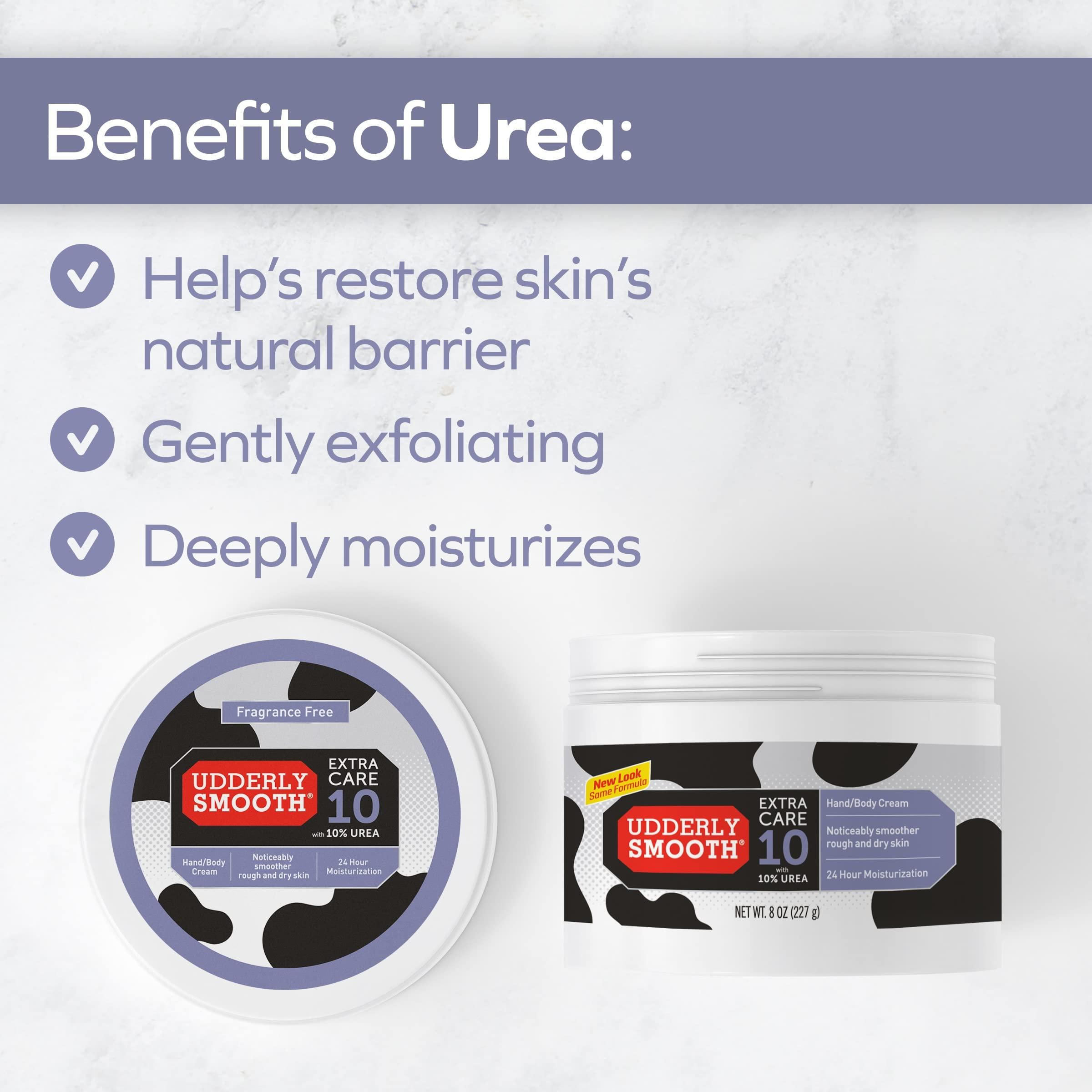 UDDERLY SMOOTH Udderly Smooth Extra Care 10 Hand/Body Deep Moisturizing Cream with 10% Urea, Unscented, 8 Ounce (Pack of 2)