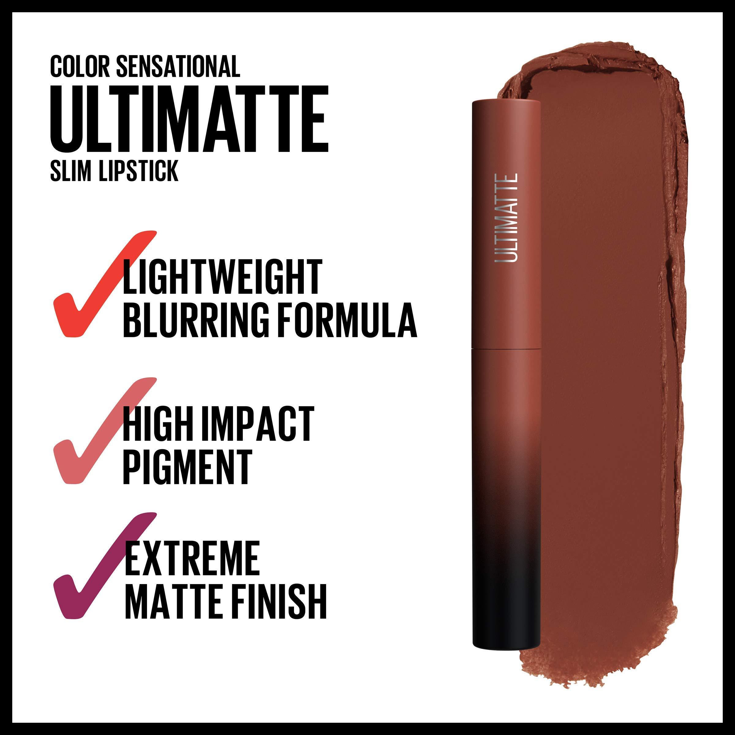 Maybelline New York Maybelline Color Sensational Ultimatte Matte Lipstick, Non-Drying, Intense Color Pigment, More Truffle, Cocoa Brown, 1 Count