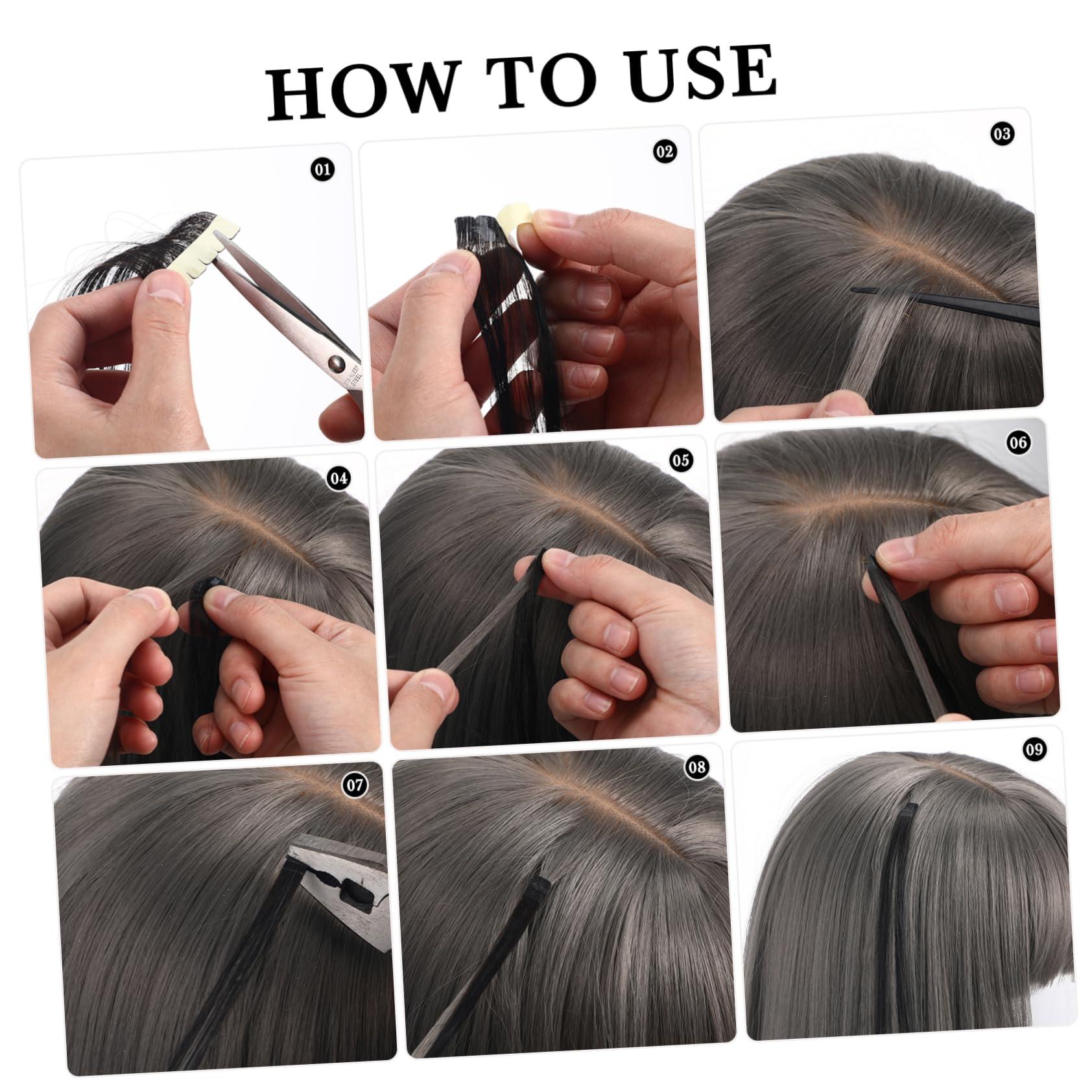 Lurrose Lurrose Black Hair Extensions Bands Brown Hair Extension Tape in Hair Extensions Human Hair Brown Duct Tape Hair Extension Straight Electric Straight Hair Clip Seamless Hair Curly