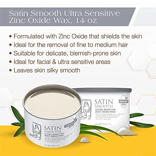 GiGi GiGi Multi-Purpose Hair Removal Wax Warmer Kit, 14 oz AND Satin Smooth Zinc Oxide Hair Removal Wax 14oz.