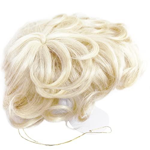 ICRAB ICRAB 6" Natural Fluffy 613# Blonde Human Hair Topper Short Curly Topper Hair Pieces Toupee Clip in Topper Human Hair Wig Topper Wavy Hair Topper Wiglets Hairpieces for Women with Thinning Hair