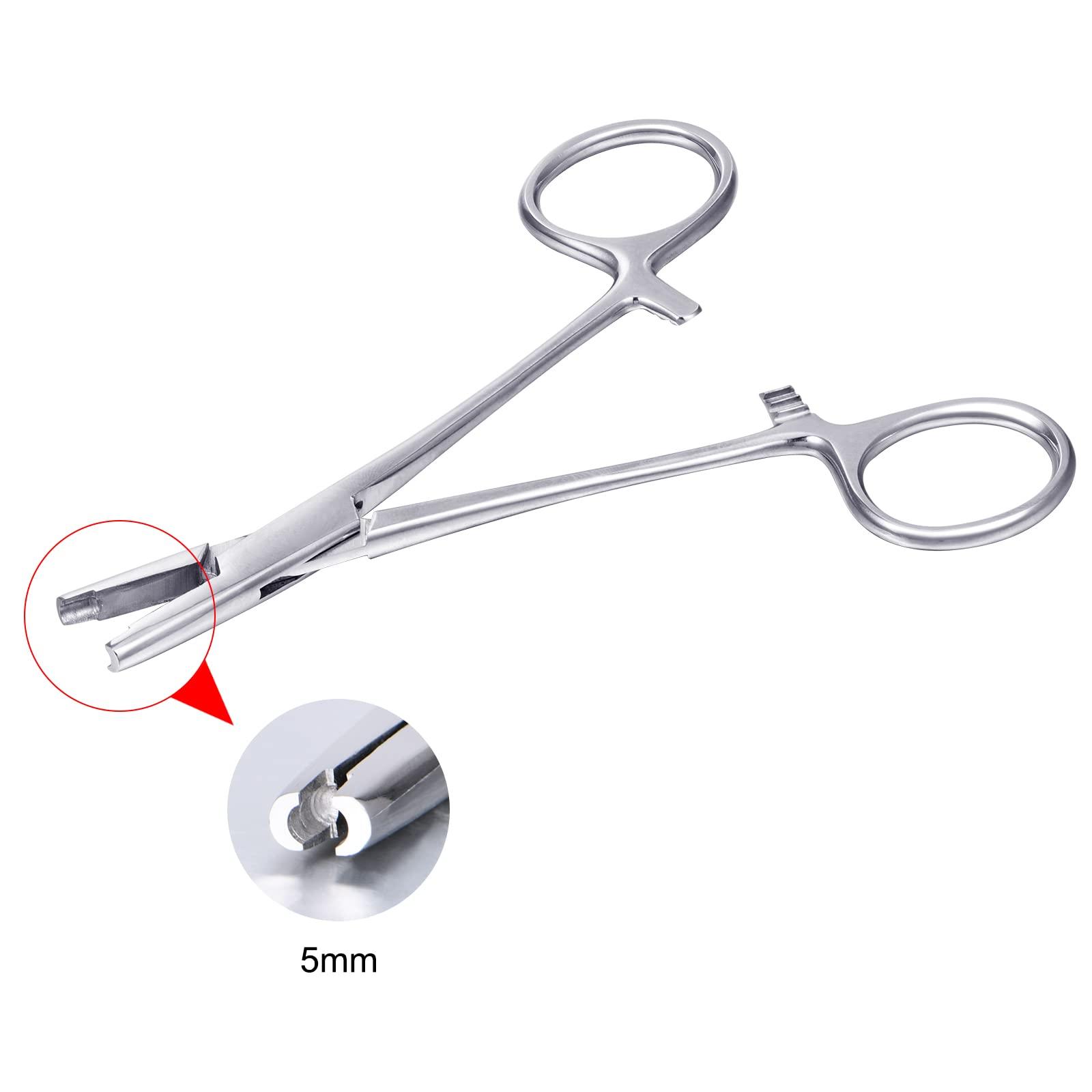 DJCIW DJCIW 5mm Jaw Piercing Ball Removal Tool,Stainless Steel Dermal Anchor Forceps for Dermal Tops Unscrew or Screw Ball Pliers for Nose Septum Earrings Lip Ring