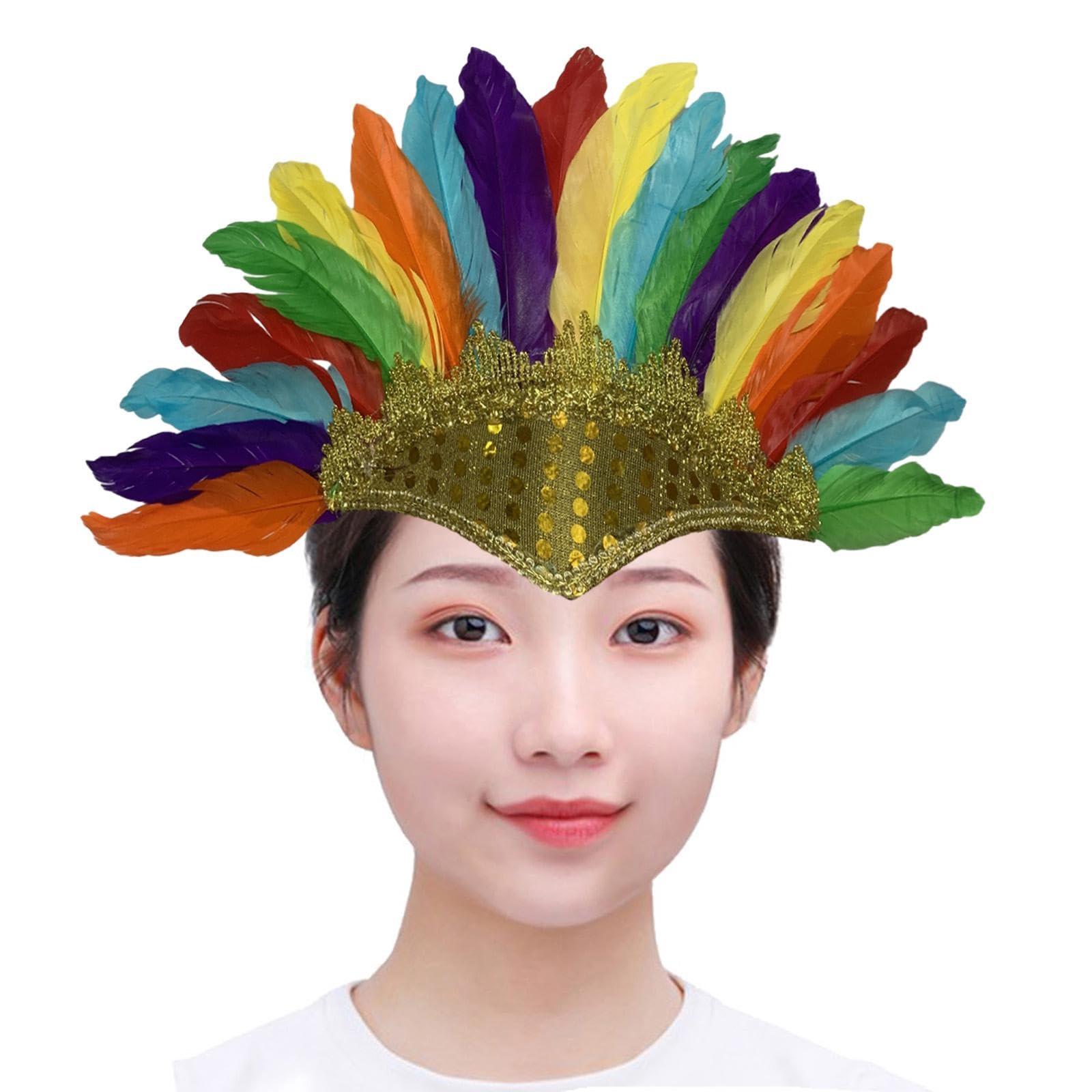 LCSVCCXA LCSVCCXA Feather Headdress Decoration American Chief Indian Headdress for Party Carnival Multi