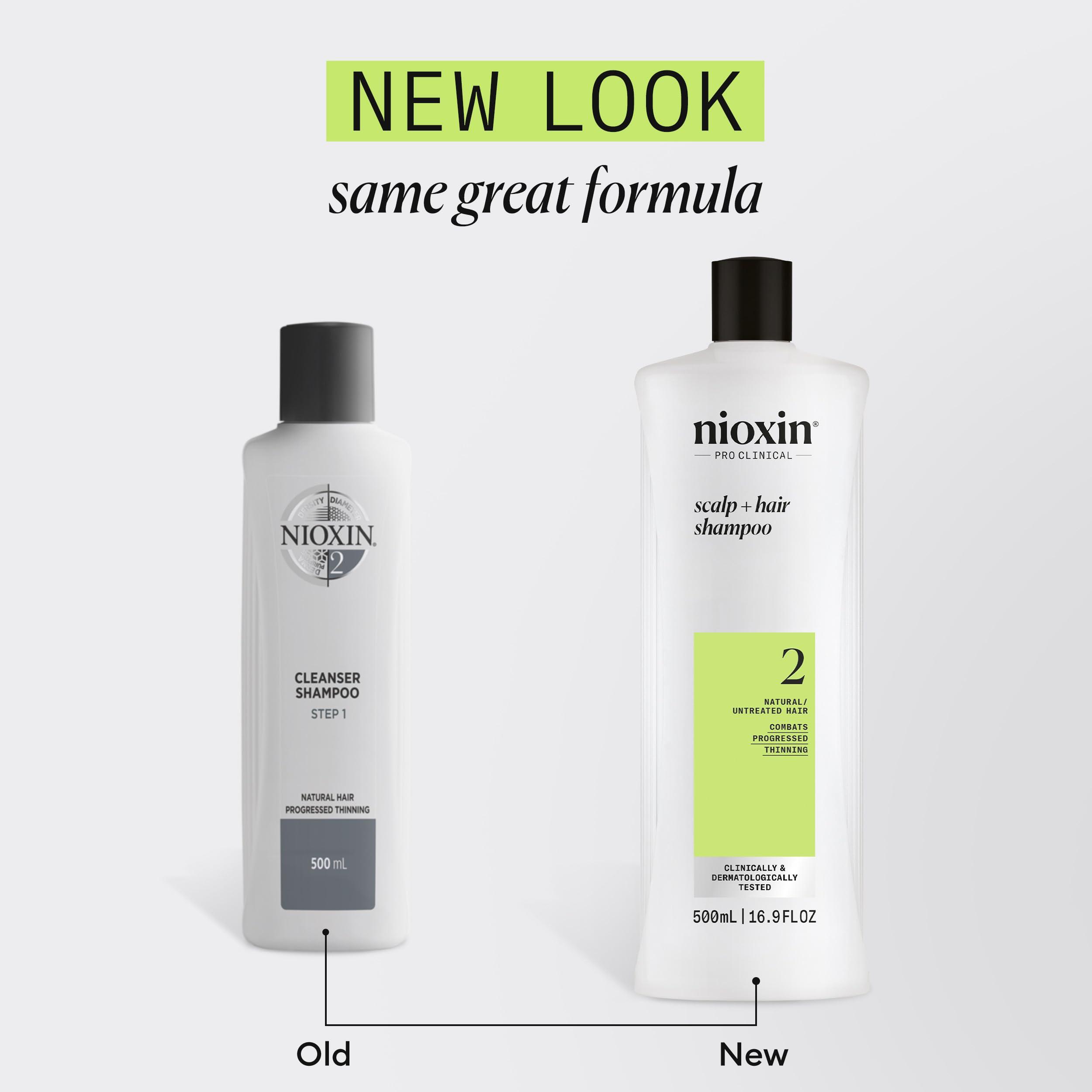 Nioxin Nioxin Scalp + Hair Thickening System 2 Shampoo | For Natural or Untreated Hair with Progressed Thinning | With Niacinamide and Biotin | 16.9 Fl oz.