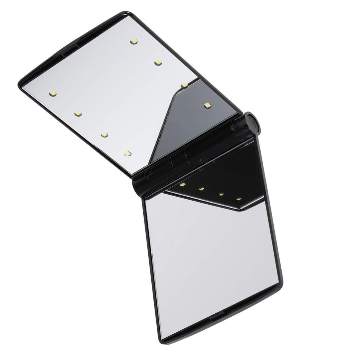 HEALLILY HEALLILY Mini Folding Mirror with LED Lights Handheld Mirror Portable Compact Vanity Handheld Mirror for Travel Camping Home