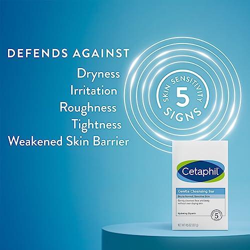 Cetaphil CETAPHIL Gentle Cleansing Bar, 4.5 oz Bar (Pack of 6), Nourishing Cleansing Bar For Dry, Sensitive Skin, Non-Comedogenic, (Packaging May Vary)