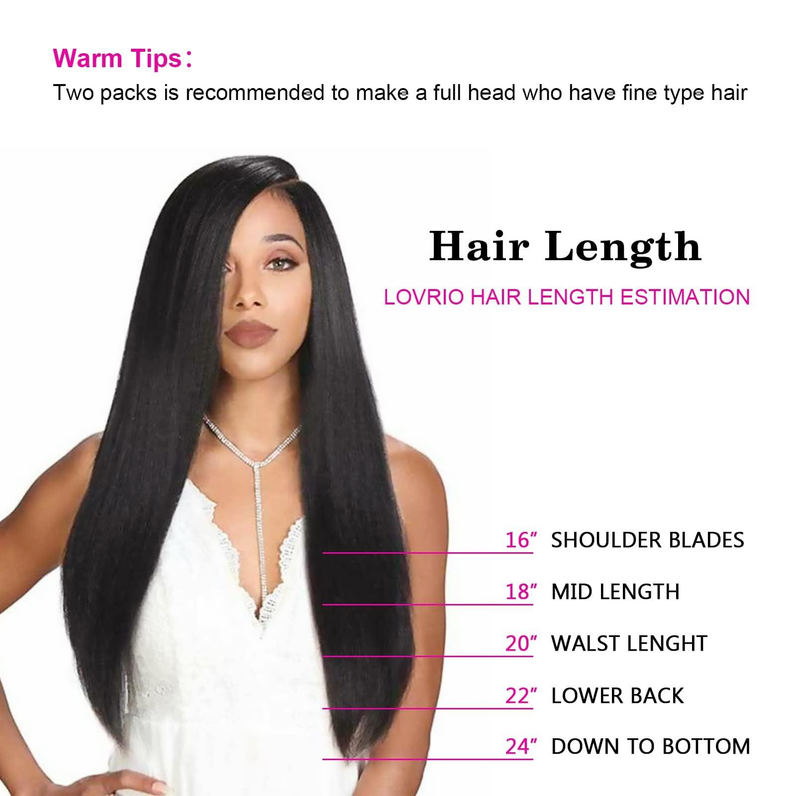 LOVRIO Lovrio Yaki Straight Clip in Human Hair Two Tone Rooted Black to Natural Black #1B Mixed With Chocolate Brown #4 Light Yaki Clip in Remy Human Hair for Black Women Yaki Hair 20 Inch 120G