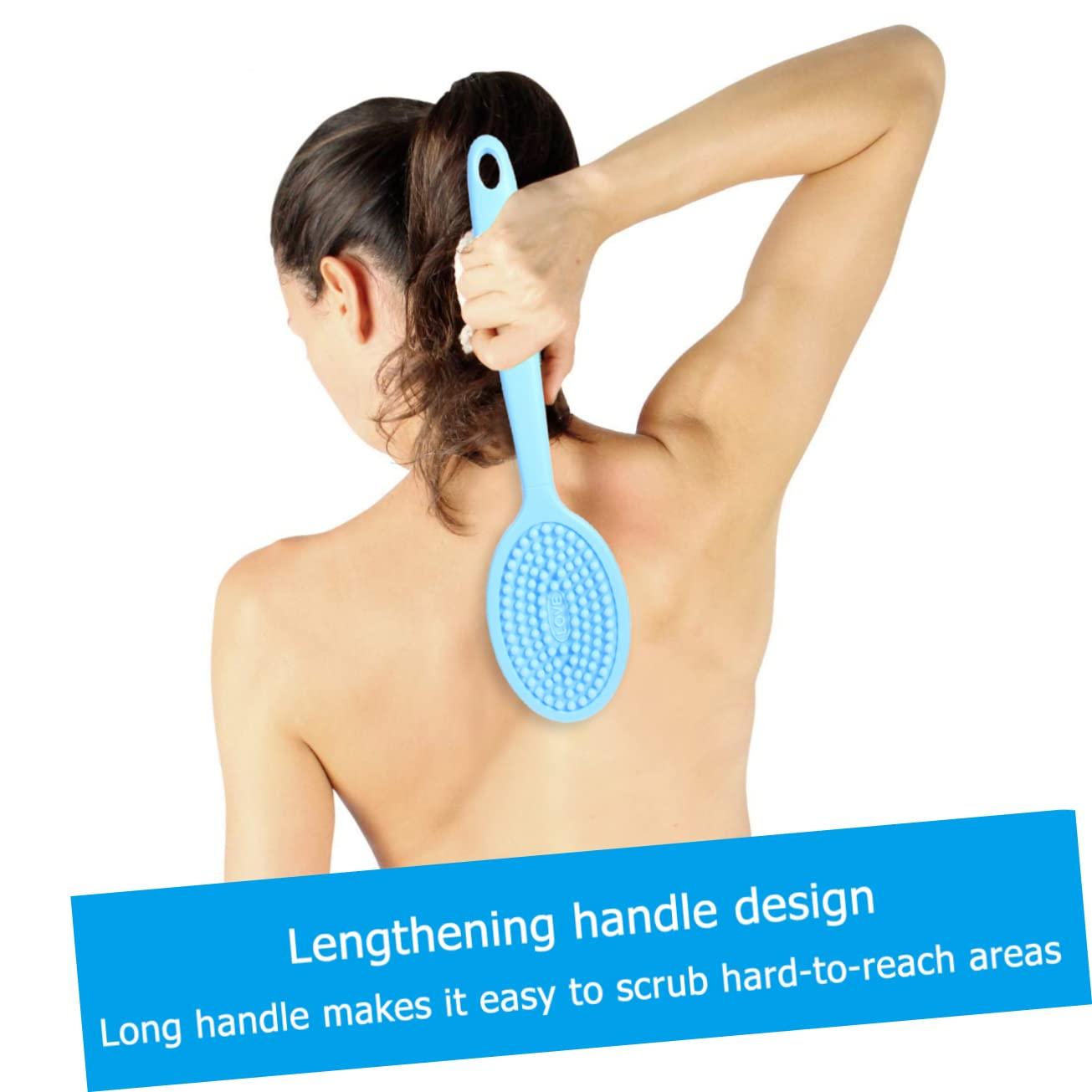 MERRYHAPY MERRYHAPY Silicone Bath Brush Back Scrub Brush Body Wash Scrubber Shower Brush Cleaning Brush Back Scrubber for Shower Bath Body Brush Back Brush for Shower Handle Blue