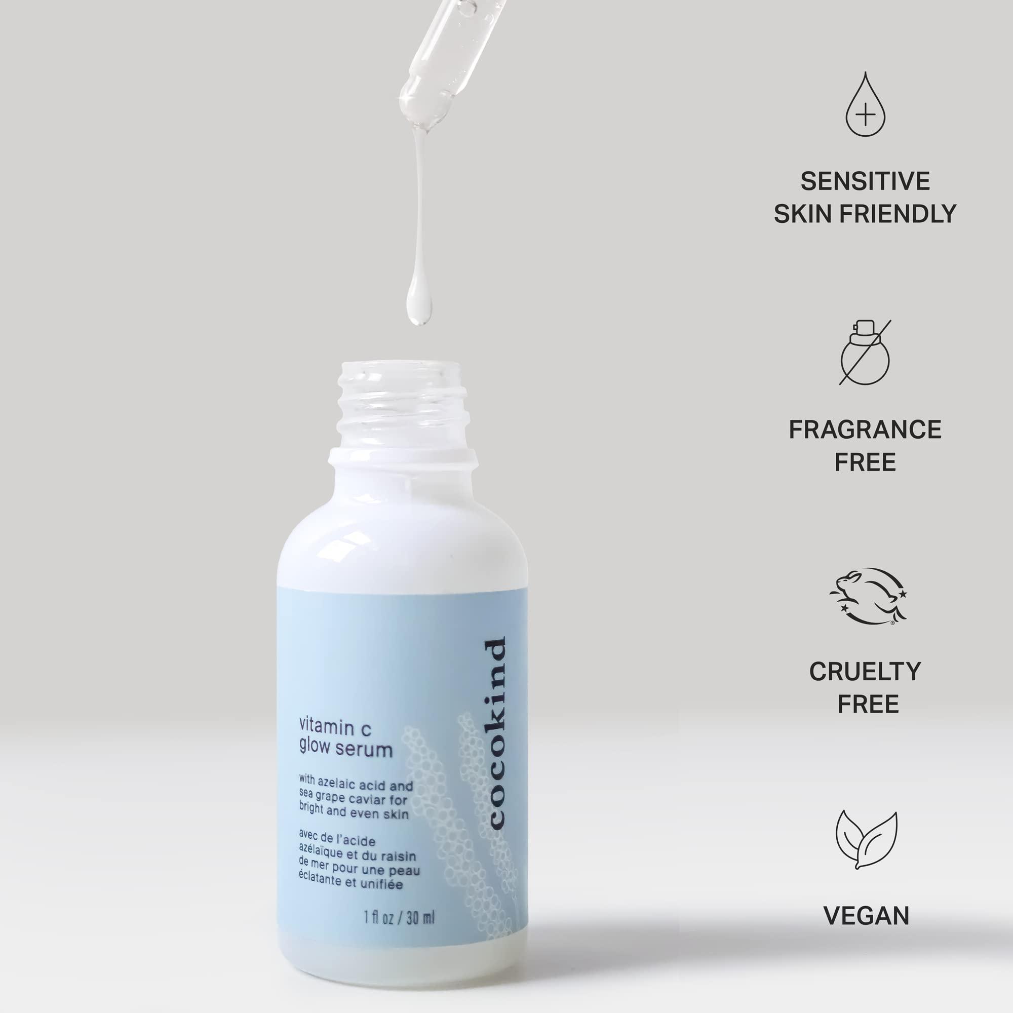 Cocokind Cocokind Vitamin C Glow Serum with Azelaic Acid and Sea Grape Caviar for Bright and Even Skin, 1 Fl Oz