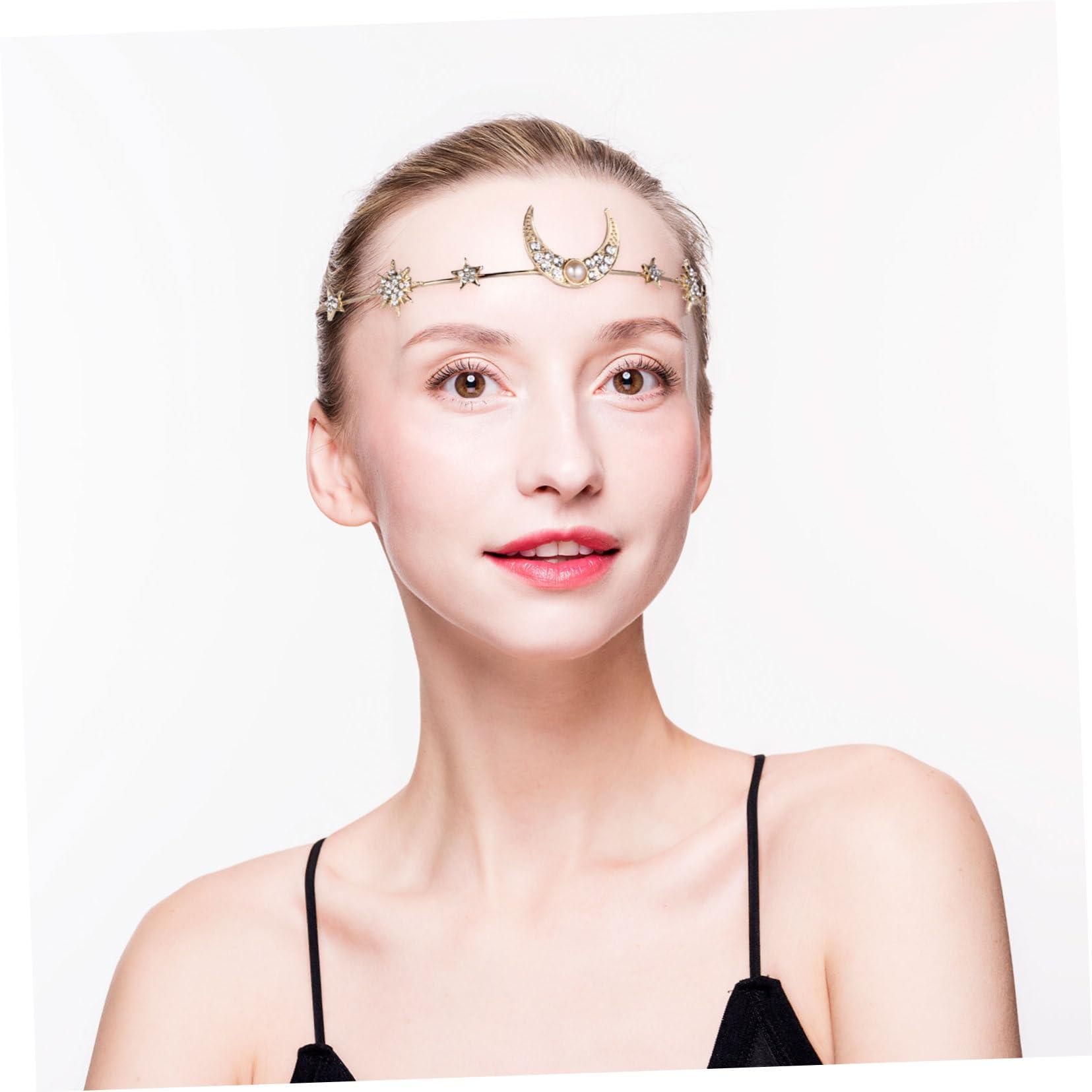 MERRYHAPY MERRYHAPY 2pcs Moon and Stars Headband Rhinestone Hair Jewelry Crystal Headdress for Wedding Party