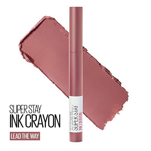 Maybelline New York Maybelline Super Stay Ink Crayon Lipstick Makeup, Precision Tip Matte Lip Crayon with Built-in Sharpener, Longwear Up To 8Hrs, Lead The Way, Pink Beige, 1 Count