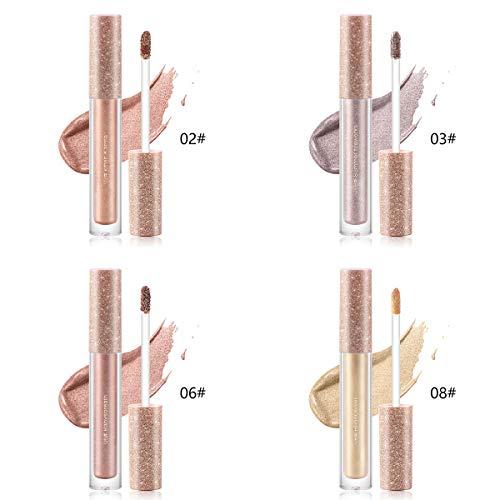 Aooba 4 Colors Glitter Liquid Eyeshadow, Makeup Metals Glitter Gloss for Eyes Shimmer Eyeliners Waterproof Long Lasting Sparkling Eye Shadow Set