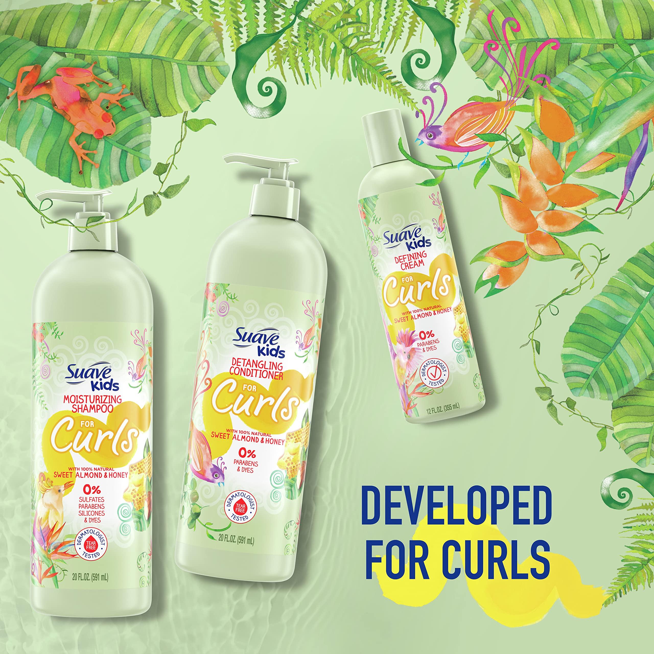 Suave Suave Kids Naturals Curl Defining Cream, Curl Enhancing Cream, Sweet Almond and Honey Dermatologist Tested and Tear-free Curl Cream 12 oz