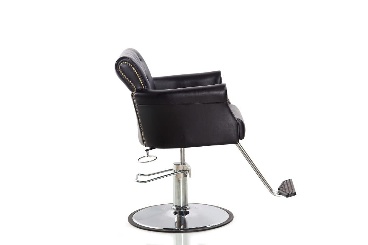 NinthAvenue Basics Salonsunny Black Round Base Hydraulic Pump Salon Styling Chair Heavy Duty Salon Chair All Purpose Multi-Function Professional Cutting Chairs