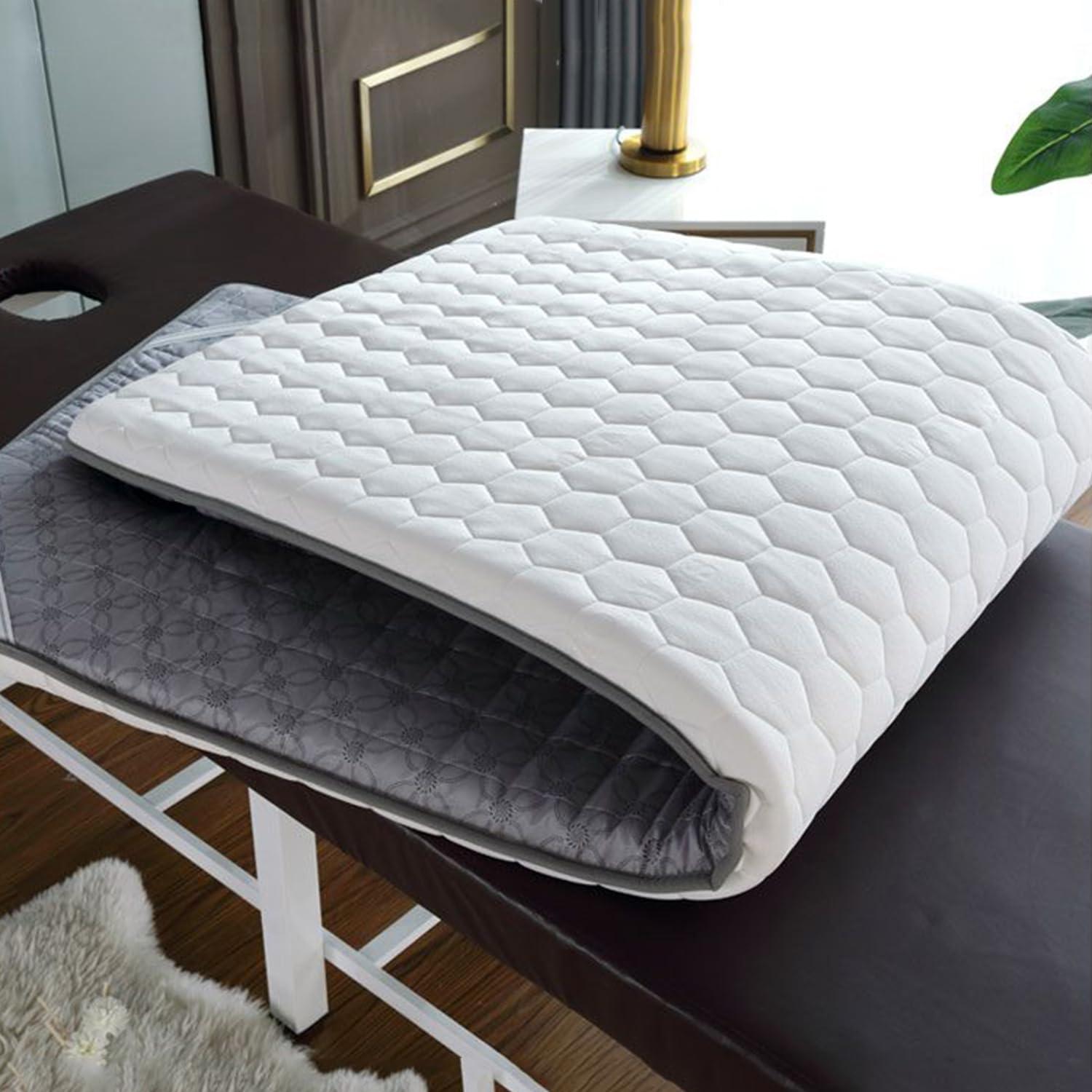 NinthAvenue Basics Massage Table Memory Foam Topper with Breathe Hole,Square/Round/Trapezoidal Head Lash Bed Topper,Spa Bed Cushion Topper,3/4/5/6cm Thick Protective Pad for Beauty Salon,6cm/2.4",R 60x190cm
