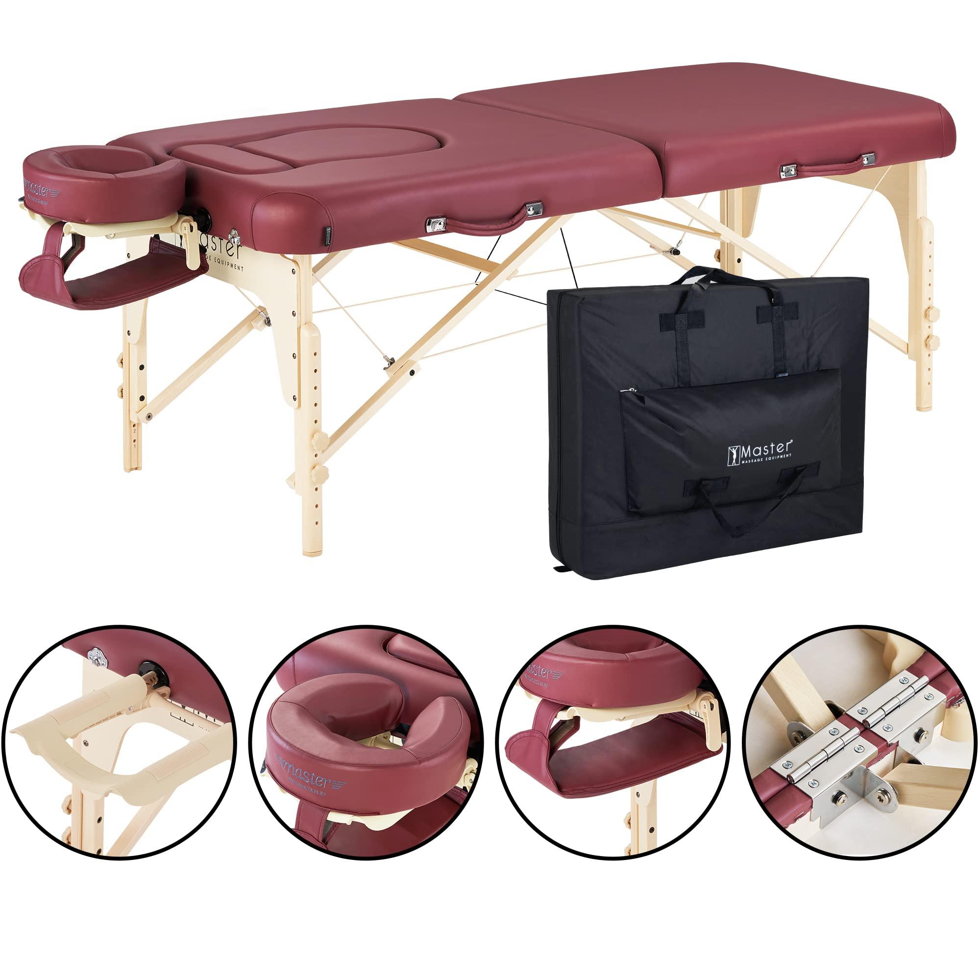 Master Massage Master Massage 30'' Eva Portable Pregnancy Massage Table for Female Clients and Obese Individuals, Spa Salon Facial Bed for Pregnant Women- Multi Functional (Burgundy)