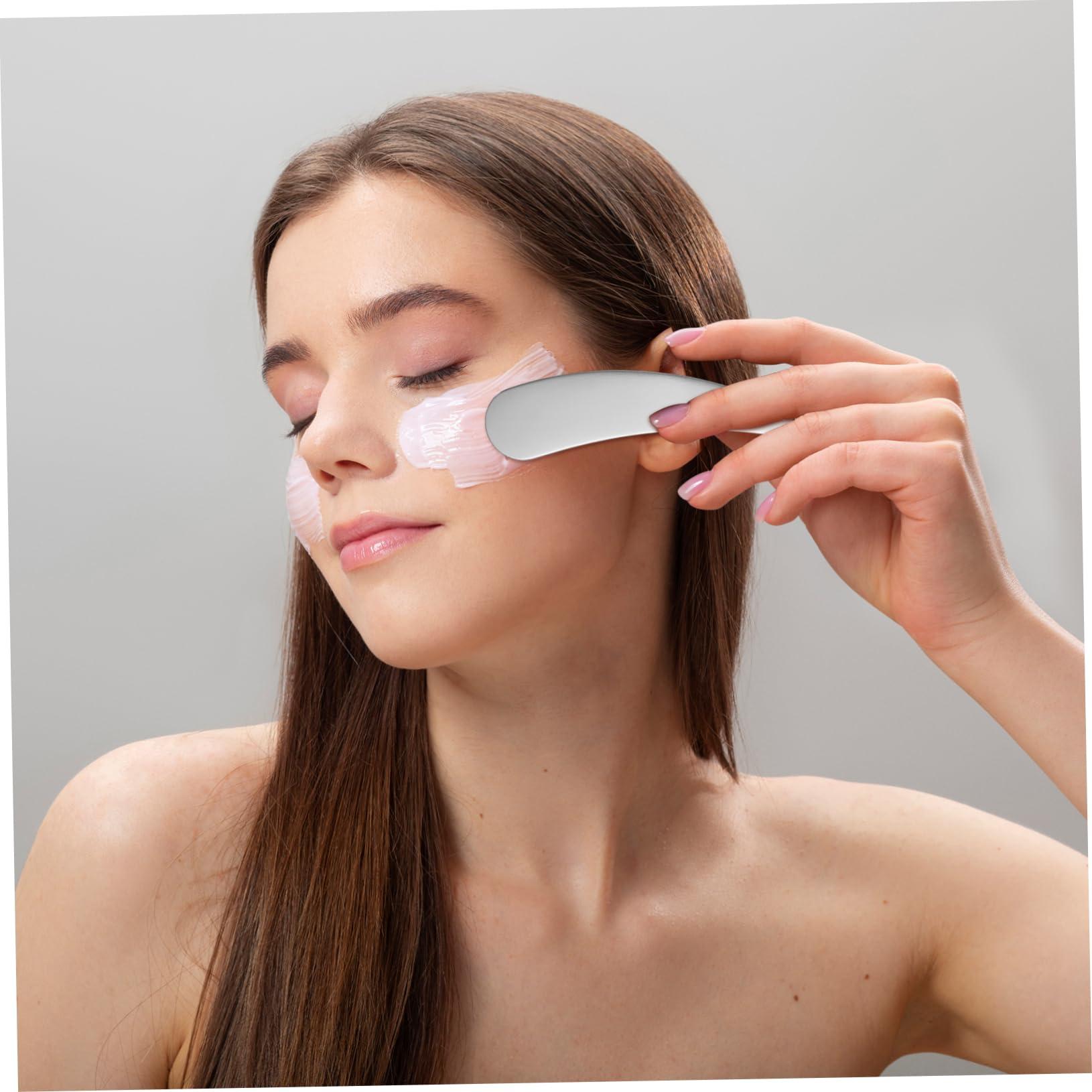 SOESFOUFU SOESFOUFU Stainless Steel Makeup Spatula 2 in 1 Skincare Applicator Eye Cream Spatula Lotion Spatula Reusable Beauty Scoop for Skin Types