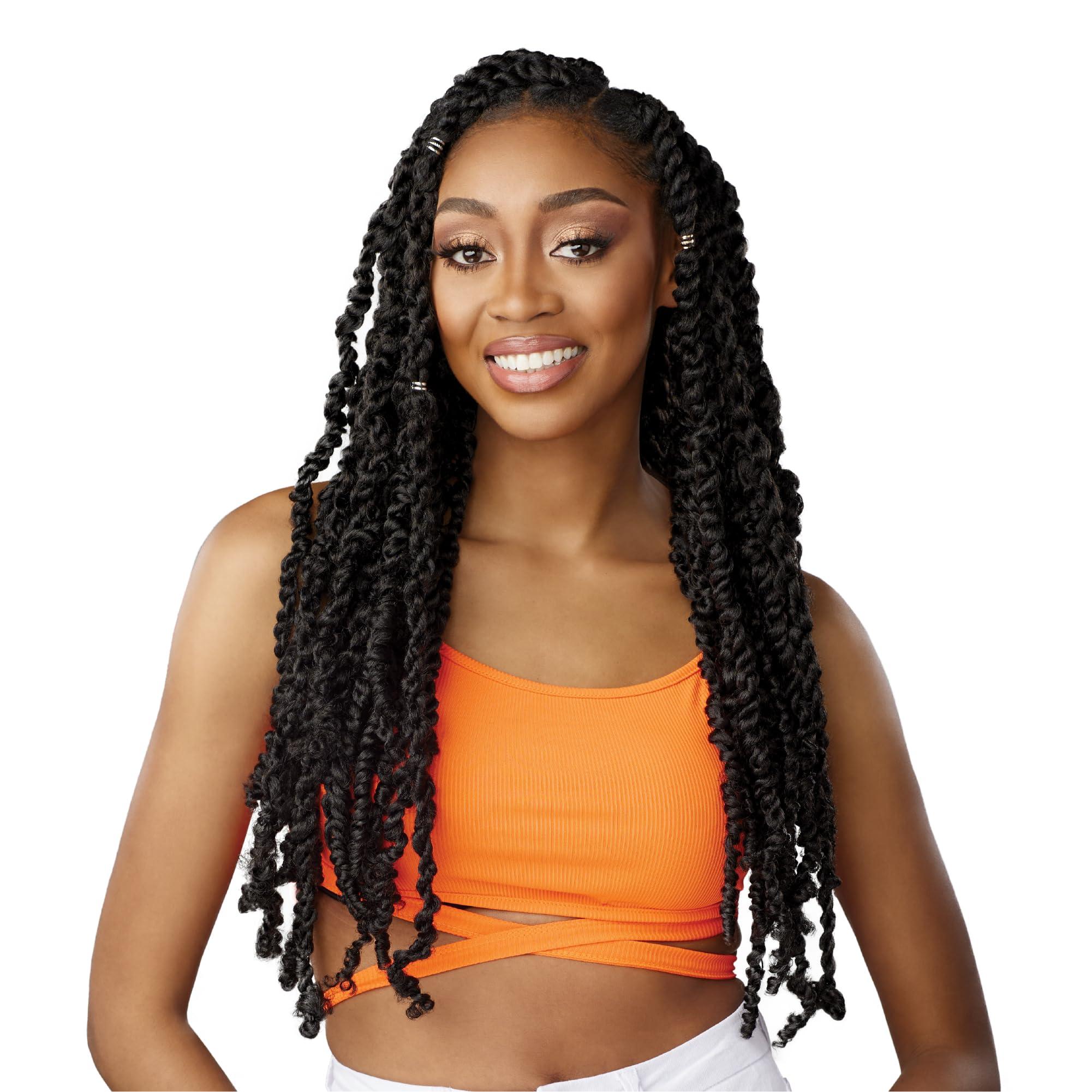 Sensationnel Sensationnel Lulutress crochet braiding hair - 3x fluffy passion twist 20 inch pre made crochet braids hair all kanekalon synthetic locs twists braids (1 pack, 2 DARKBROWN)