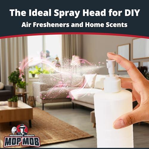 Mop Mob Leak Proof Fine Mist Spray Head 6 Pk. Plunger Sprayer Replacement Cap for Large Bottles, BPA-free 24/410 Thread Fingertip Pump Mister Top with 9.25 in. Tube for Home, Cleaning, Beauty + Hair Care