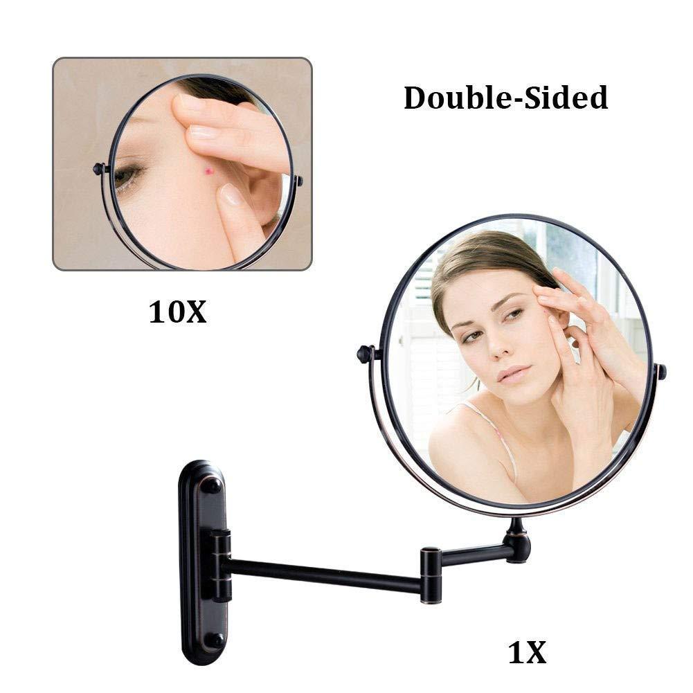 IJPDXOLBQ IJPDXOLBQ Makeup Mirror Bathroom Mirrors Wall Mounted Black with 10x Magnification, Double- Sided Makeup Mirrors Magnifying for Bathroom, 360 Free Rotation, Extendable for Home, Spa and Hotel