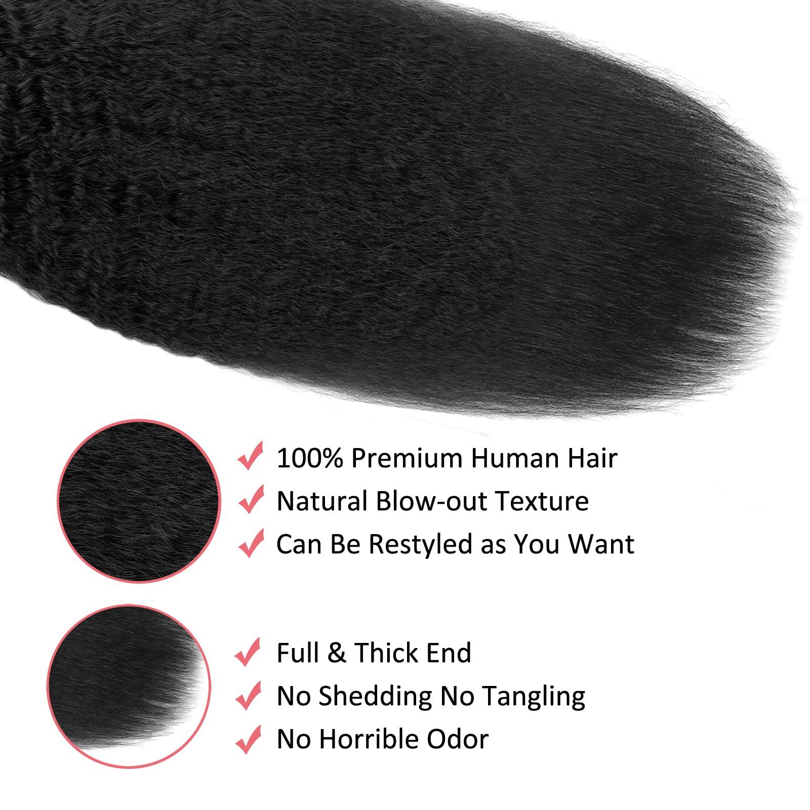NEXLAYER NEXLAYER Kinky Straight Clip Ins Real Human Hair Black Women 120g 8pcs Kinkystraight Clip In 100% Human Hair Clipins Natural Hair Extensions For Black Women (Natural Black Kinky Straight, 14 Inch)